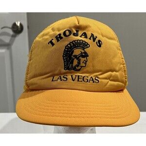 Vintage Semi Pro Football Team Hat Las Vegas Trojans Yellow SnapBack